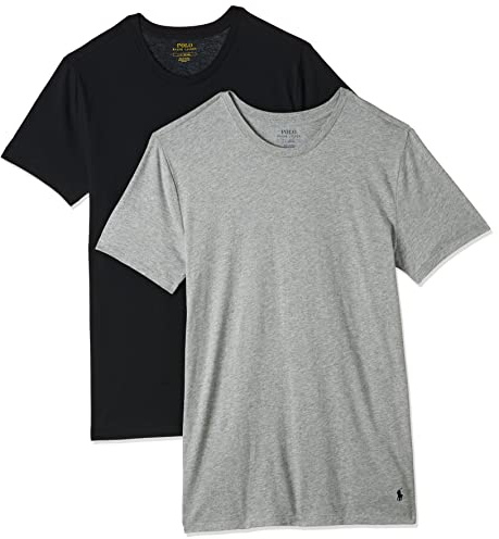 Polo Ralph Lauren Herren Rundhals T-Shirt Unterhemd Classic Crew Neck 3er Pack, Größe:L, Farbe:3PK White/Black/Andover Hthr 002
