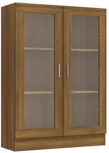 vidaXL Vitrinenschrank, Vitrine mit viel Stauraum, Beistellschrank für Schlafzimmer Wohnzimmer Büro, Büroschrank Schrank, Braun Eichen-Optik Holzwerkstoff