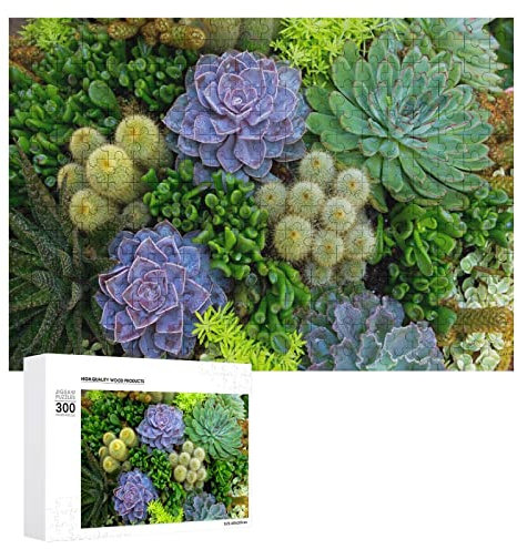 Plant Adult Puzzles 300 PCS Kaktus gemusterte Puzzles Brain Challenge Puzzle, für Frauen Männer Puzzle Geschenke