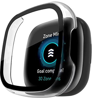 SeNool Hülle für Fitbit Versa 4/Sense 2, Harter PC Schutzhülle-Transparent | [9H Härte, Stoßfest, Anti-Kratzen], Rundumschutz, Hartschale Smartwatch Bumper Schutzhülle für Fitbit Versa 4/Sense 2