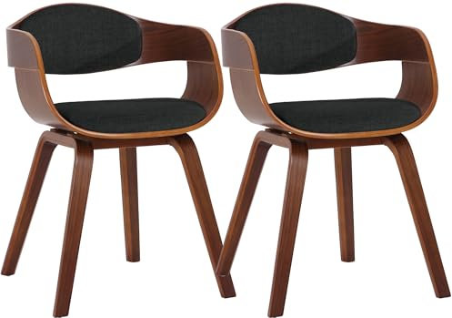 CLP Set De 2 Sillas De Comedor Kingston En Tela & Madera I Pack De 2 Butacas Nórdicas para Reuniones Modernas, Color:Nuez/Negro, Color del Marco:Nuez