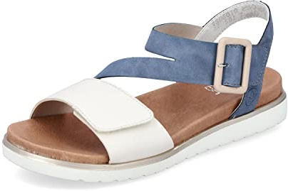 Rieker Damen Sandaletten V5060, Frauen Sandalen,Freizeitschuhe,Strandschuhe,Sommersandalen,bequem,Sommerschuhe,offene,blau Kombi (10),40 EU / 6.5 UK