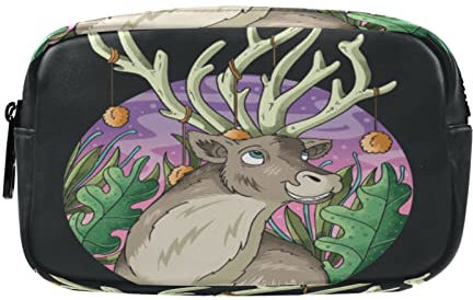 Hirsch Pflanze Rentier Tier Federmäppchen Federtaschen Mäppchen Große Kapazität Schlamperbox Kosmetik Make-up Tasche für Jungen Mädchen Schule Schüler