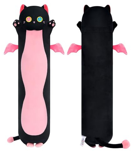 Mewaii 50cm Kawaii Plüsch Plüschtier Große Augen Rosa Wellenmuster Katze Kissen für Kinder Ausgestopftes Kuscheltiere Tier Spielzeug Geschenk über 3 Jahren
