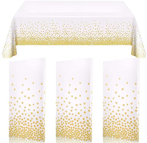 CINGHIA 3 Pièces Nappe Jetable Anniversaire,Nappe Blanche Jetable,Nappe Jetable Blanche,Nappe Papier Blanc,Nappe Anniversaire pour Décorations de Table,Les Mariage,Halloween,Noël,137 x 274 cm