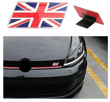 Ziciner Emblème 3D Drapeau Britannique avec Support de Montage en Forme de L, Insigne de Garde-Boue Avant de Voiture, décoration de Pare-Chocs Avant, Compatible avec Les véhicules européens