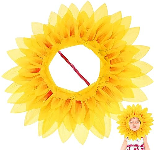jojofuny 7st Sonnenblumenkopfbedeckung Lustige Party-kopfbedeckung Lustige Bienensonnenblume Kapuzenhut Mit Blumenmuster Lustige Kopfbedeckung Für Kinder Die Blumen Kind Seidentuch