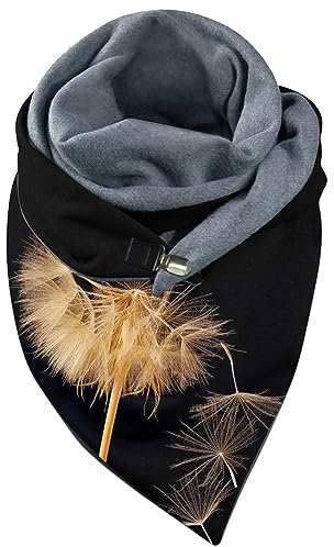 KBOPLEMQ Damen Schals Warmer Dreieckschal mit Button Winterschals Retro Wickelschal Lässige übergroßer Weich Scarf Poncho Musselin Schal Winterschal Warme Deckenschal Soft Wrap Herbstschal Halstüche