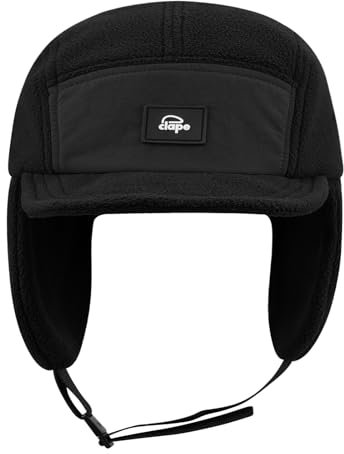 Clakllie Trooper Trappermütze Uschanka Russische Kappe mit Visier Earflap Wintermütze für Herren Warme Fliegermütze Bombermütze, S-apl2-schwarz, Einheitsgröße