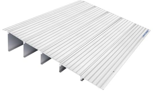 LIEKUMM Türschwellenrampe 12,5 cm Höhe, 360kg Tragkraft Aluminium Rollstuhlrampe mit Verstellbarer Höhe, rutschfest Bordsteinrampe für Rollstuhl, Elektro-Rollstuhl, Kinderwagen