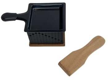 Fackelmann FCK40192 Bougie Specialty Culinary Candle Individual Raclette Maker, Stainless Steel, Metal, Wood, Black/Brown