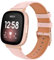 TiMOVO Leder Armband Kompatibel mit Fitbit Versa 4/Fitbit Versa 3/Fitbit Sense 2/Sense Uhrenarmband, Genarbtes Echtes Klassisches Leder Ersatzarmband für Damen und Herren, Rosa