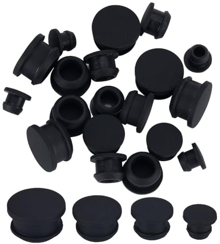 GORGECRAFT 24Stk Silikonstopfen In 4 Größen Für Salz- Und Pfefferstreuer 7/10/12/15mm Salzstopfen Ersatz-Flaschenverschlüsse Wiederverwendbare Runde Endkappenkorken Für Flaschen Rohre Töpfe Schwarz