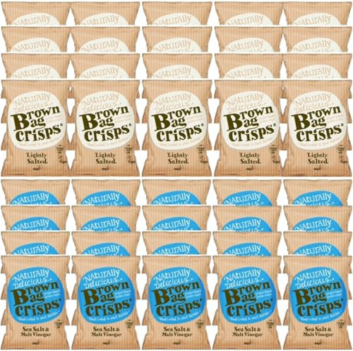 Brown Bag Retail Lightly Salted Crisps and Sea Salt & Malt Vinegar Crisps (2 Boxes)