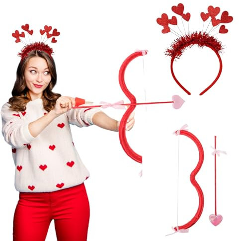 YKHSUAOU 2 Stück Amor Bogen Pfeil Herz Haarreif Cupid Bow Love Haarband Geschenk Dekoration,Herz Kopf Bopper Haar Accessoires für Urlaub Hochzeit Geburtstag Party Weihnachten Geschenk