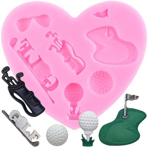 Golf Theme Silicone Molds Golf Balls Fondant Mold For Cake Decorating Cupcake Topper Chocolate Candy Gum Paste Polymer Clay