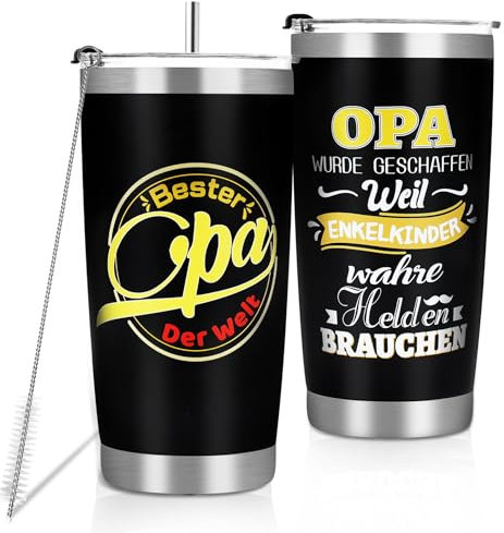 MestectPET Geschenke für Opa, Bester Opa der Welt Thermobecher zum Geschenke Vatertag Geburtstagsgeschenk, Thermobecher Kaffee to go 600ml
