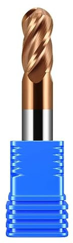 sisona 1/2 Carbide Ball Nose end Mill Bits - 1/2 Shank Dia,3'' Oal - 4 Flutes TISIN Coated - for Alloy Steels, Hardened Steels