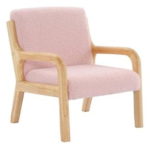 sweeek - Fauteuil scandinave Enfant en Bois et Tissu Bouclette Rose