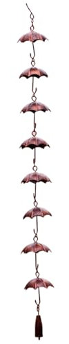Chaîne de pluie parapluie, chaîne de recettes de pluie en métal de 39 pouces, chaîne de gouttière suspendue pour les villas, cours, parcs extérieurs des parcs, coupe de la chaîne de gouttière