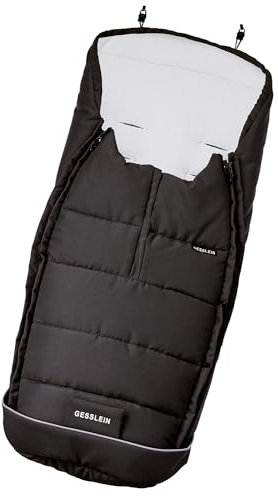 Gesslein Fußsack Igloo, Babyfußsack (mitwachsend & rutschsicher, geschützter Kopfbereich, pflegeleichter Fußsack Kinderwagen), schwarz