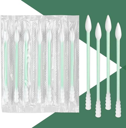 Einzeln verpackte Wattestäbchen, Reise-Wattestäbchen, Wattestäbchen, Wattestäbchen mit Spiralspitze, einzeln verpackte Wattestäbchen für Ohr, Make-up (grün, spiralspitzes Ende)