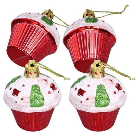 HOLIDYOYO 4pcs Weihnachtskugeln Ornamente Rot Kuchen Form Weihnachtsbaum Hängende Ornamente Für Baum Urlaub Party