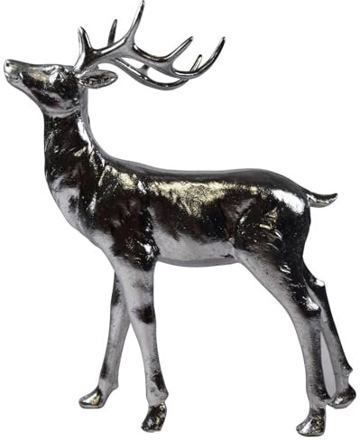 Dadeldo Living & Lifestyle Dekofigur Hirsch Silber Resin 28x23cm Weihnachtsdeko