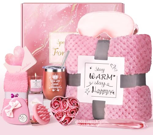 Geschenke für Frauen, Geburtstagsgeschenk für Frauen, Geschenk Freundin Geburtstag mit Flanelldecke Geschenkideen Mama, Schwester, Beste Freundin Geschenkset Valentinstag Muttertag Weihnachtstag