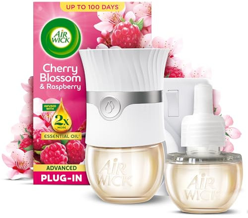 Air Wick Cherry Blossom & Raspberry Advanced Electrical Plug-in Kit 19ml, Lasts for up to 100 Days, Air Freshener