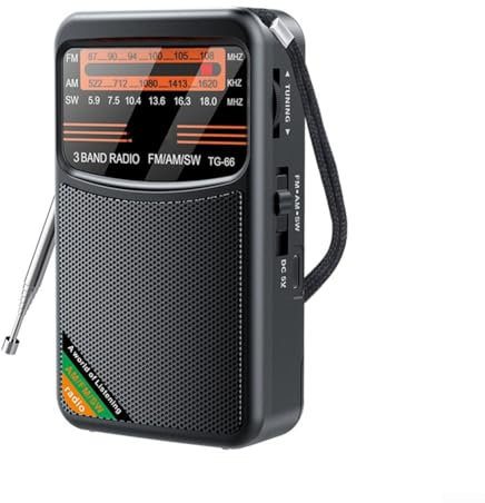 FACAIIO Portable Radio Retro，Small Radio Transistor，Portable Radio Handheld Operated, AM FM Radio Pocket，Transistor Radio Suitable For Music Lovers For Travel And Camping(Black)