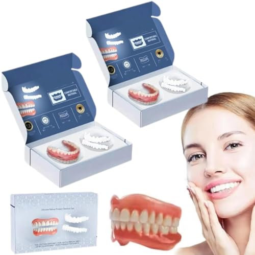 Ensemble de dentier en silicone de qualité supérieure, ensemble de dentier en silicone, kit de retenue de prothèse dentaire, kit de retenue de prothèse en silicone souple, ensemble de fausses dents (2