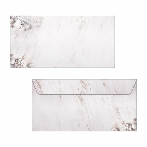 SIGEL DU673 Weihnachts-Umschlag, Rustic White, beige/weiß, gummiert, DIN lang, 25 Stück
