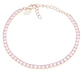 Louis Ciocchetti dal 1887 Bracciale Tennis Argento Rosato 925 con Zirconi 5A, Gioiello Elegante RegolabilenDonna, Idea Regalo Raffinata con Packaging Lusso, Qualità Made in Italy (Rosa chiaro, 3mm)