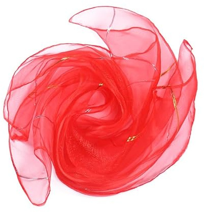 YKAFADE 20 Stück 60 x 60cm Square Jongliertücher -Tanztücher Gymnastiktücher Jonglier Tücher Schals Chiffontücher Performance Schals für Sensorisches Werkzeug Kindergarten Kindershow Zubehör -Rot