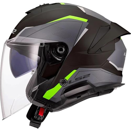 LS2, Jet-Motorradhelm VERSO II AIR Black H-V Yellow, L