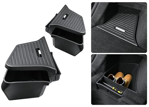 2PCS for 2025 2026 Tesla Model Y Juniper Trunk Organizer Trunk Storage Bins with Lid TPE Waterproof Trunk Storage Box for Model Y Juniper Interior Accessories