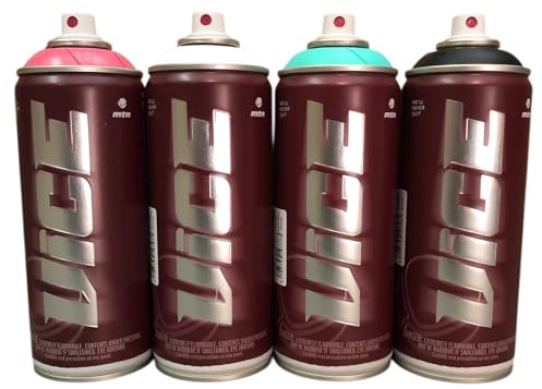 KLAMOTTEN STORE Miami Vice Sprühdosen 4er Color Blast - Graffiti Sprühdosen Set - mattes Farspray mit hoher Deckkraft 4 x 400ml - high pressure