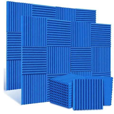 Selbstklebende Akustikschaum-Paneele 12er-Pack 30 x cm Akustikschaumstoff Schallschutz Studio KTV Schallabsorbierende Platten Schwammpolster Schallisolierung Wandschaum 2,5/5 dick(Blue,5cm)