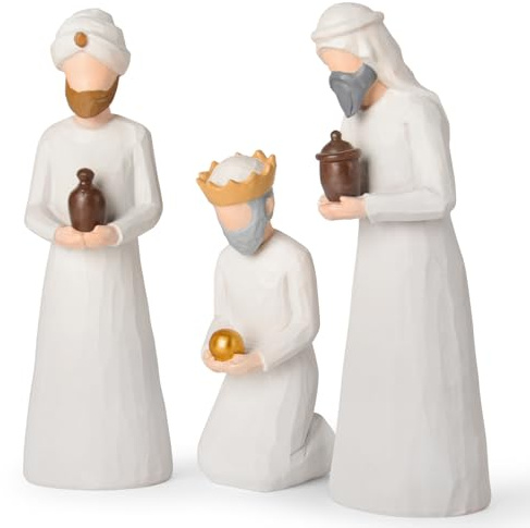 Weihnachtskrippen-Set mit drei Weisen, 22,1 cm, groß, handgeschnitzt, Kunstharz, Krippenfiguren, 3 Stück, klassische Krippe, Wisemen-Figuren, Innenbereich, 3 Könige, Weihnachtsdekoration, Geschenke