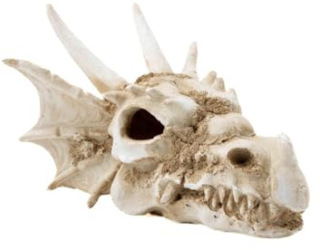 HAPPET Terrarium Totenkopf Drache Deko - Fantasy Deko Und Versteck Für Reptile Und Amphibien | Elfenbein-Effekt | Dauerhaft, Sicher Und Realistische Dekoration Für Terrarium