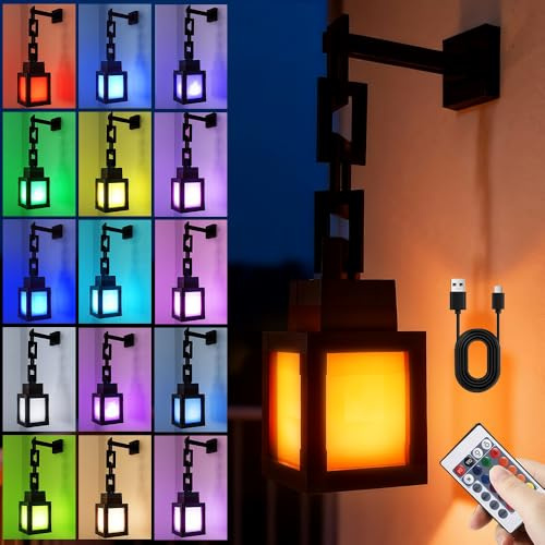 Wxeadu Pixelated Lantern Nachtlicht, 16 Farben LED Stimmungslicht mit Fernbedienung, Dimmbare 3D Pixel Lampe, USB-aufladbare Wandlampe für Schlafzimmer Geschenk für Jungen, Kinderzimmer Dekor