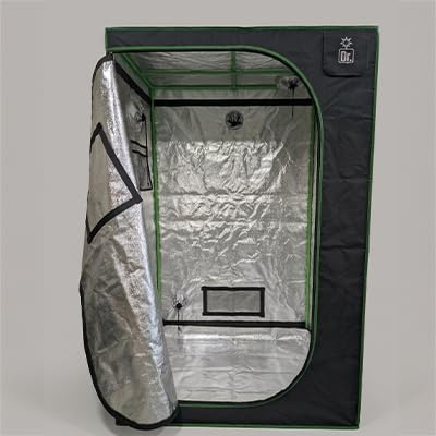 Dr. Cultivo Growzelt 120x120x200 cm, Indoor Pflanzenzelt, 600D Oxford-Gewebe mit Mylar-Beschichtung, Stabiler Metallrahmen, Lichtdicht, Schwarz-Grün