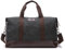 Sunshinejing Klassische Weekender Reisetasche aus Segeltuch und Leder, Schwarz, Medium