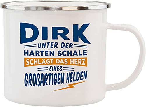 History & Heraldry Echter Kerl - Emaille Becher Dirk - individuelle und personalisierte Tasse mit Name und Spruch
