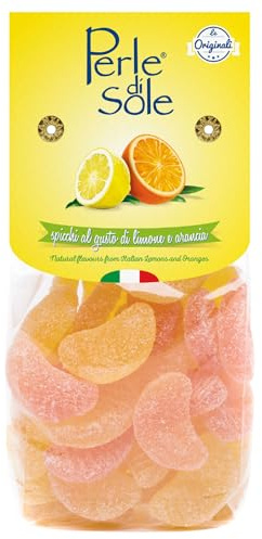 Perle di Sole – Spicchi al Gusto di Limone e Arancia, 250 gr. | Caramelle Gommose Agrumate con Aromi Naturali di Limone e Arancia, Gluten Free - Dolcezza Made in Italy