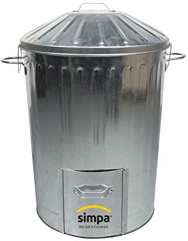 1 x 125L 125 Litre Galvanised Metal Dustbin with Door Hatch and Locking Lid - Garden Allotments Recycling Composter Bin