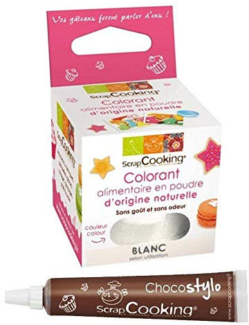 Colorante alimentario natural Blanco + Tubo de chocolate para decorar