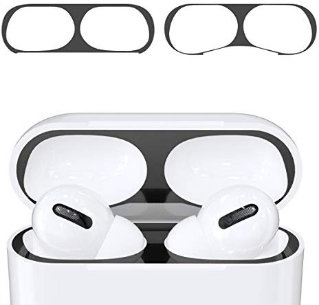 kwmobile Staubschutz Sticker kompatibel mit Apple AirPods Pro - Metallstaub Schutz Aufkleber Skins in Schwarz