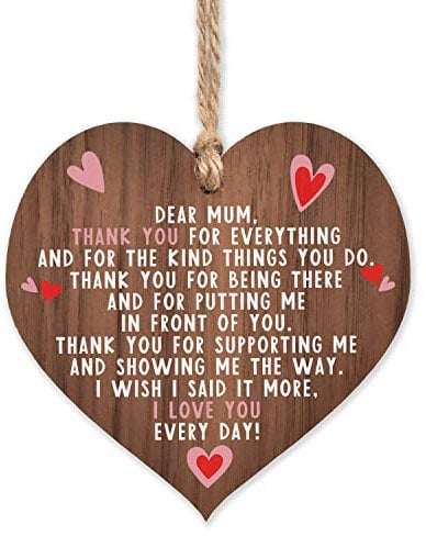 A present for mum | I love you mum present gifts | best mum ever in the world | handmade plaque presents | heart wooden hanging plaques | mother from daughter thank you | christmas